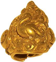 Ancient Gold ornament, 3.31 g, a Mukut (a traditional Crown especially for home worship idols) depicting a beautiful swan in the front center with ornamentation around it. An excellent example of anci