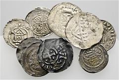 Lots altdeutscher Münzen und Medaillen 10 Stücke: Mittelalterliche Reichsprägungen, dabei Ludwig der Fromme 814-840, Denar -unbestimmte Münzstätte, eventuell Mainz- (MG 472, 1,36 g); Arnulf von Kärnte