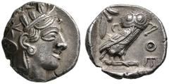 Griechische Münzen Attika. Athen. Tetradrachme nach 449 v. Chr. Ähnlich wie vorher. Sear 2526. 17,12 g leicht rau, Revers fein zentriert, sehr schön-vorzüglich