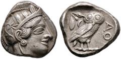 Griechische Münzen Attika. Athen Tetradrachme 449-415 v. Chr. Ein drittes, ähnliches Exemplar. SNG Cop. 46ff. 17,05 g sehr schön