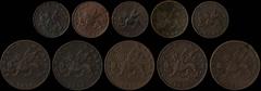 COINS & TOKENS - IONIAN ISLANDS GREECE: Lot of 10 coins composed of 5x 1/2 Obol (1819) & 5x 1 new Obol (1834), 2x 1 new Obol (1835) & 2x 1 new Obol (1851). (Hellas I.15+I.19+I.20+I.23). Poor to Fine p