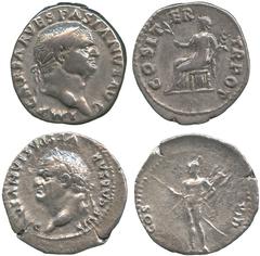 Ancient Coins, Roman, Vespasian (AD 69-79), Silver Denarius, Rome, AD 77-78, laureate bust left, IMP CAESAR VESPASIANVS AVG, rev, Mars standing half left holding trophy und spear, COS VIII., 2.9gm. (B