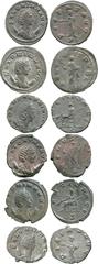 Ancient Coins, Roman Coins,Salonina (wife of Gallienus), antoniniani (6), mint of Milan, Venus (RIC.66; MIR 1237a), Felicitas (RIC.61; MIR 1302r), Pax (RIC.58; MIR 1305r), Pietas (2) (RIC -, 22/78; MI