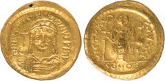 Ancient Coins, Byzantine Empire, Justinian I (AD 527-565), solidus, D N IVSTINIANVS PP AVG, Justinian std. facing in consular robes, holding mappa and cross, in ex. CONOB, rev. VICTORIA AVGGG (followe