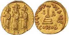 Ancient Coins, Byzantine Coins, Arab-Byzantine, Anonymous, but probably temp. of Mu'awiya bin Abi Sufyan (AH 41-60/661-680 CE), dechristianised imitation gold solidus of Byzantine Emperor Heraclius, s