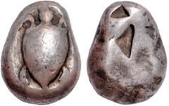 Ancient Coins, Greek, Islands of Attica, Aegina (525-480 BC), silver stater, sea turtle, rev. incuse square, proto-skew pattern, wt. 12.12gms. (Meadows, Aegina, Group IIc; HGC.6, 434), fine (100-150 G