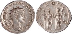 Ancient Coins, Trajan Decius (249-251 AD), antoninianus, IMP C M Q TRAIANVS DECIVS AVG, radiate, draped and cuirassed bust r., rev. PANNONIAE, the two Pannoniae standing front holding standards; wt. 3