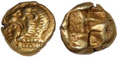 Ancient Coins, Greek, Ionia, Erythrai (c.550-500 BC), electrum hekte, head of young Herakles facing l., wearing a lion's skin, rev. quadripartite incuse punch, roughly divided, wt. 2.57gms. (SNG. Kayh