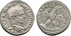 Ancient Coins Ancient Coins, Roman Imperial, Caracalla (AD 198-217), silver tetradrachm, minted at Antioch, struck AD 215-7, laureate head facing right, rev eagle standing facing, head right, on thigh