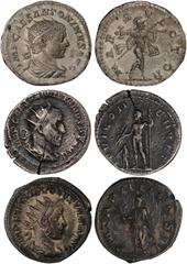 Ancient Coins Ancient Coins, Roman Imperial, Elagabalus (AD 218 – 222), silver antoninianus, and similar of Aemelian and Volusian, generally very fine or better, the Aemilian fine (3) (100-150 GBP)
