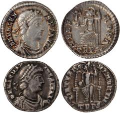 Ancient Coins Ancient Coins, Roman Imperial, 4th century AD silver siliquae, of Julian II, Valens, Gratian and Magnus Maximus, generally very fine (4) (200-300 GBP)