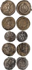 Ancient Coins Ancient Coins, Roman Imperial, Group lot of late Roman silver siliquae, various emperors including Constantius II, Julian, Valens, Magnus Maximus and Honorius, sold as seen, no returns, 