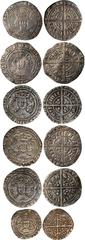 British Coins British Coins, Group of medieval silver groats and one silver halfgroat, London Mint, various rulers and grades, all about fine or better (6) (70-80 GBP)