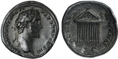 Ancient Coins Ancient Coins, Roman, Antoninus Pius (AD 138-161), Æ sestertius, Rome, AD. 140/144, ANTONINVS AVG PI-VS P P TR P COS III, laur. bust r., rev. ROMAE AETERNAE / S C, decastyle temple on th