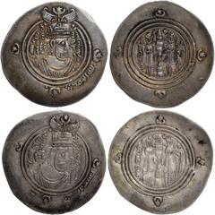 Arab Sasanian, silver drachms (2), Sasanian bust type, both BISH = Bishapur, al-Muhallab ibn Abī Ṣufra, 75h, wt. 4.11gms. (Walker p. 114: 221; A. 31); 'Umar ibn Ubaydallah, 67h, wt. 4.08gms. (Walker p