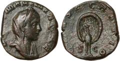 Ancient Coins, Roman, Mariniana, wife of Valerian I, bronze sestertius, Rome, AD 256, veiled and draped bust r., rev. peacock facing, wt. 16.63gms. (RIC.9; RCV.10073), a pleasing very fine (200-250 GB