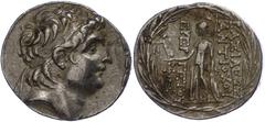 Seleukidien Antiochia am Orontes, Tetradrachme (16,72g), Antiochos VII., 138-129 v. Chr. Av: Kopf nach rechts. Rev: Stehende Athena nach links. SC 2061.4a, ss. ss Seleucid (Empire or Kingdom) Antiochu