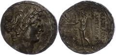 Seleukidien Ptolemais, Tetradrachme (16,11g), Antiochos VIII., 121-113 v. Chr. Av: Kopf nach rechts. Rev: Stehender Zeus Uranios nach links. SC 2336.2, vz. vz Seleucid (Empire or Kingdom) Ptolemais, t