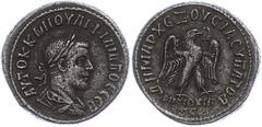 Münzen der Römischen Provinzen Syrien, Antiochia, Tetradrachme (11,31g), Philippus I. Arabs, 249. Av: Büste nach rechts, darum Umschrift. Rev: Stehender Adler nach rechts. Prieur 439, ss. ss Coins fro