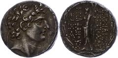 Seleukidien Antiochia am Orontes, Tetradrachme (16,26g), Antiochos VIII., 121-113 v. Chr. Av: Kopf nach rechts. Rev: Stehender Zeus Uranios nach links. SC 2298.2f, schöne Patina, Kratzer auf Avers, ss