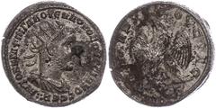 Münzen der Römischen Provinzen Syrien, Antiochia, Tetradrachme (10,65g), Volusian, 251-253. Av: Büste nach rechts, darum Umschrift. Rev: Stehender Adler von vorn nach rechts gewandt. Prieur 699, etwas