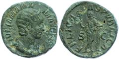 Ancient Coins Münzen Römische Kaiserzeit um 235, Sesterz, Julia Mamaea. Av: Büste nach rechts, darum Umschrift. Rev: Felicitas frontal stehend, darum "FELICITAS PVBLICA SC". 22,28g, etwas korrodiert, 