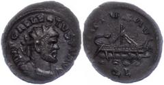 Ancient Coins Münzen Römische Kaiserzeit 293-296, Quinar, Allectus, London. Av: Büste nach rechts, darum Umschrift. Rev: Galeere, darum Umschrift. 2,98g, RIC 55, ss. (dieses Los wird im fremden Namen 