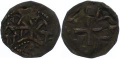 Medieval Coins Münzen Mittelalter Deutschland 1162-1182, Pfennig, Hugo I., Tübingen. Av: Türme über liegender Raute. Rev: Kreuz, in den Winkeln Schriftreste. 0,60g, s-ss. s-ss Coins Middle Ages German