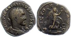 Ancient Coins Münzen Römische Kaiserzeit 235-238, Sesterz, Maximinus I. Thrax. Av: Büste nach rechts, darum Umschrift. Rev: Victoria nach links gehend. 20,07g, RIC 67, ss. ss Coins Roman Imperial peri