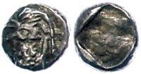Ancient Coins Antike Münzen - Griechenland ca. 6. Jhd. v. Chr., 1/24 Stater, Lydien, Sardeis. Av: Löwenprotome und Stierprotome. Rev: -. 0,39g, ss. ss Ancient Greek coins Approximate 6. Jhd. BC, 1 / 2