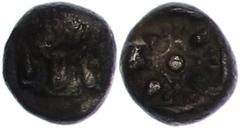 Ancient Coins Antike Münzen - Griechenland ca. 6. Jhd. v. Chr., Obol, Milet, Ionia. Av: Löwenprotome rechts, den Kopf umdrehend. Rev: Sternförmiges Ornament in Quadratum Incusum. 1,11g, s-ss. s-ss Anc