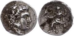 Ancient Coins Antike Münzen - Griechenland 315-294 v. Chr., Tetradrachme, Alexander III., Makedonien, Amphipolis?. Av: Herakleskopf mit Löwenfell nach rechts. Rev: Thronender Zeus nach links. 17,09g, 