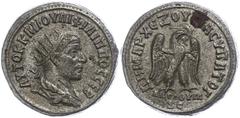 Ancient Coins Münzen Römische Kaiserzeit 248, Tetradrachme, Philippus I. Arabs, Syrien, Antiochia. Av: Büste nach rechts, darum Umschrift. Rev: Stehender Adler nach rechts. 13,40g, Prieur 375, ss. ss 