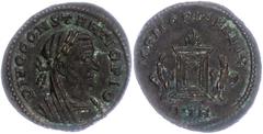 Ancient Coins Münzen Römische Kaiserzeit 293-306, Follis, Constantius I. Chlorus. Av: Verschleierte Büste nach rechts, darum Umschrift. Rev: Brennender Altar, links und rechts Adler, darum "MEMORIA FE