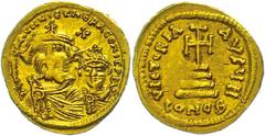 Ancient Coins Münzen Byzanz 610-641, Solidus, Heraclius, Konstantinopel. Av: Die Büsten von Heraclius und Heraclius Constantin von vorn, darum Umschrift. Rev: Krückenkreuz auf drei Stufen, darum Umsch