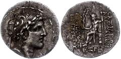 Ancient Coins Antike Münzen - Griechenland 148/147 v. Chr., Tetradrachme, Alexander I., Syrien, Antiochia am Orontes. Av: Kopf nach rechts. Rev: Thronender Zeus nach links. 15,54g, SC 1784.3, etwas Be