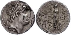 Ancient Coins Antike Münzen - Griechenland 130/129 v. Chr., Tetradrachme, Antiochos VII., Syrien, Damaskus. Av: Kopf nach rechts. Rev: Athena nach links stehend. 16,55g, SC 2096.10, ss ss Ancient Gree
