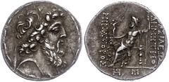 Ancient Coins Antike Münzen - Griechenland 127/ 126 v. Chr., Tetradrachme, Demetrios II., Syrien, Ptolemais. Av: Kopf nach rechts. Rev: Thronender Zeus nach links. 16,53g, SC 2202, s-ss. ss Ancient Gr