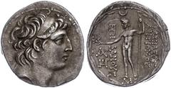 Ancient Coins Antike Münzen - Griechenland 119/118 v. Chr., Tetradrachme, Antiochos VIII., Syrien, Damaskus. Av: Kopf nach rechts. Rev: Zeus Uranios mit Stern und Zepter nach links stehend. 16,43g, SC