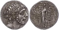 Ancient Coins Antike Münzen - Griechenland 113-112 v. Chr., Tetradrachme, Antiochos IX., Syrien, Antiochia am Orontes. Av. Kopf nach rechts. Rev: Stehende Athena nach links, in der rechten Nike. 16,37