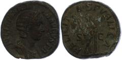 Ancient Coins Münzen Römische Kaiserzeit um 235, Sesterz, Julia Mamaea. Av: Büste nach rechts, darum Umschrift. Rev: Felicitas frontal stehend, darum "FELICITAS PVBLICA SC". 22,28g, etwas korrodiert, 