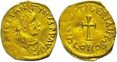 Ancient Coins Münzen Byzanz 578-582, Tremissis, Gold, Tiberius II. Constantinus. Av: Büste nach rechts, darum Umschrift. Rev: Krückenkreuz, darunter "CONOB". 1,20g, Sear 425, s-ss. s-ss Coins Byzantiu