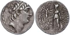 Ancient Coins Antike Münzen - Griechenland 135/134 v. Chr., Tetradrachme, Antiochos VII., Syrien, Damaskus. Av: Kopf nach rechts. Rev: Athena nach links stehend. 16,39g, SC 2096.3, ss ss Ancient Greek