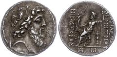 Ancient Coins Antike Münzen - Griechenland 127/ 126 v. Chr., Tetradrachme, Demetrios II., Syrien, Ptolemais. Av: Kopf nach rechts. Rev: Thronender Zeus nach links. 16,53g, SC 2202, s-ss. ss Ancient Gr