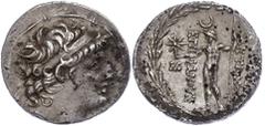 Ancient Coins Antike Münzen - Griechenland 121-113 v. Chr., Tetradrachme, Antiochos VIII., Syrien, Ptolemais. Av: Kopf nach rechts. Rev: Zeus Uranios mit Stern und Zepter nach links stehend. 16,44g, S