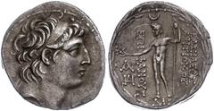 Ancient Coins Antike Münzen - Griechenland 119/118 v. Chr., Tetradrachme, Antiochos VIII., Syrien, Damaskus. Av: Kopf nach rechts. Rev: Zeus Uranios mit Stern und Zepter nach links stehend. 16,43g, SC