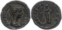 Ancient Coins Münzen Römische Kaiserzeit Plautilla, 202-205, Denar (3,76g). Av: Büste nach rechts, darum Umschrift. Rev: Concordia nach links stehend, darum "CONCORDIA AVGG". RIC 364, ss. ss Coins Rom