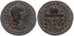 Ancient Coins Münzen Römische Kaiserzeit Kilikien, Anazarbos, Ae (12,05g), Herennius Etruscus, 249-251. Av: Büste nach rechts, darum Umschrift. Rev: Preiskrone auf Tisch, darum Umschrift. SNG Levante 