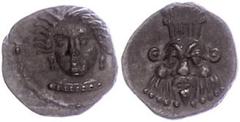 Ancient Coins Kilikien Kilikien, unbestimmte Münzstätte, Obol (0,74g), ca. 4. Jhd. v. Chr. Av: Weiblicher Kopf von vorn. Rev: Kopf des Bes von vorn. SNG Levante 233, SNG France 486, schöne dunkle Pati
