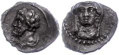 Ancient Coins Kilikien Kilikien, Obol (0,65g), ca. 4. Jhd. v. Chr. Av: Büste des Herakles nach links. Rev: Weibliche Frontalbüste mit langem Schleier. SNG Levante 221, Revers etwas dezentriert, ss. ss